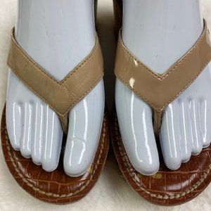 Sam‎ Edelman Romy Cork Wedge Sandal Thong Tan Size 6